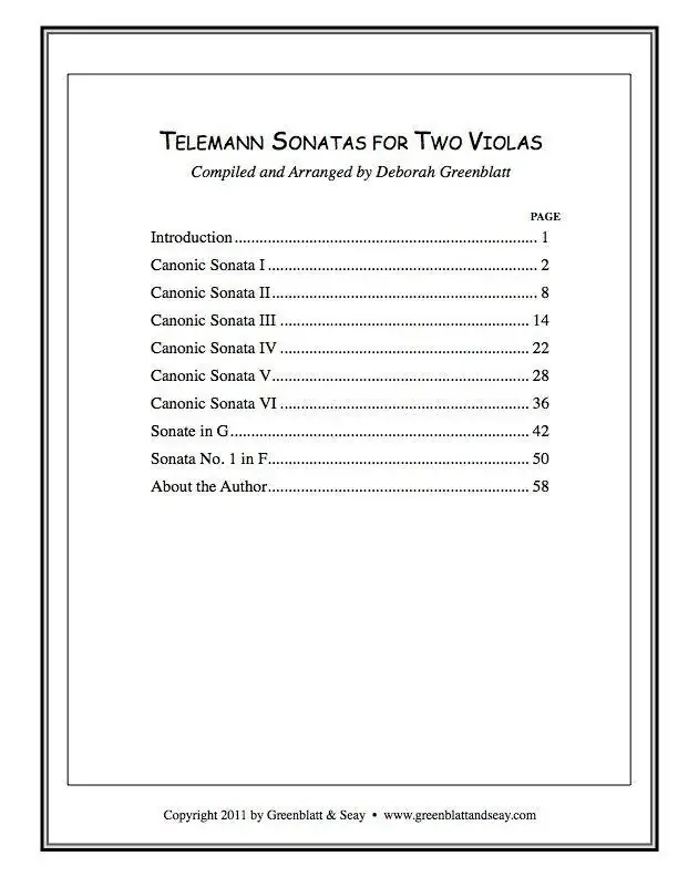 Telemann Sonatas for Two Violas