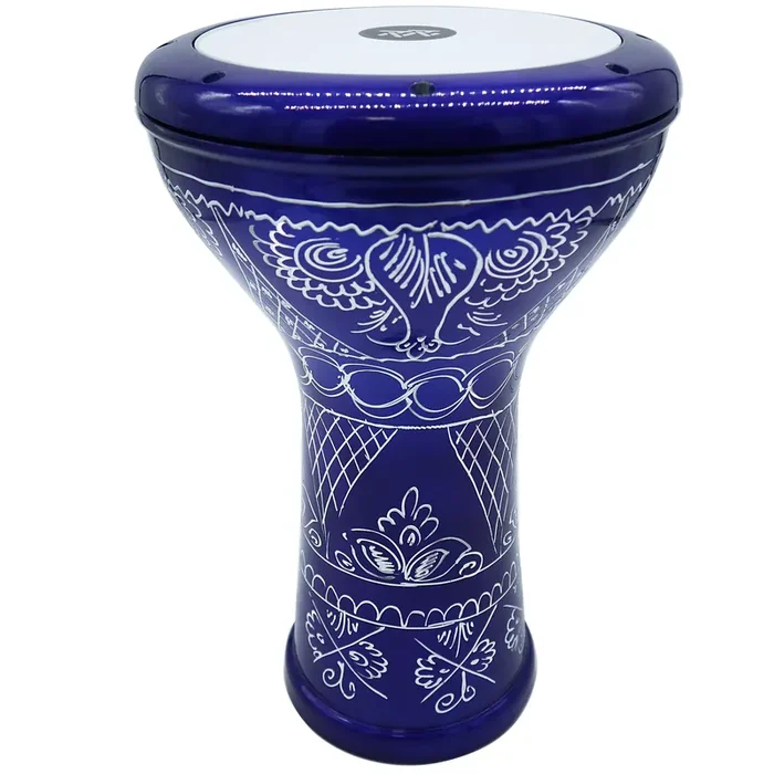 The 17‘‘ Blue Wave Zaza Percussion Engraved Egypt Style Darbuka Doumbek
