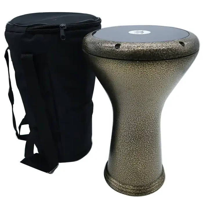 The17″ Zaza Percussion Gold Metal Classic Egyptian Darbuka Doumbek (Black Head)