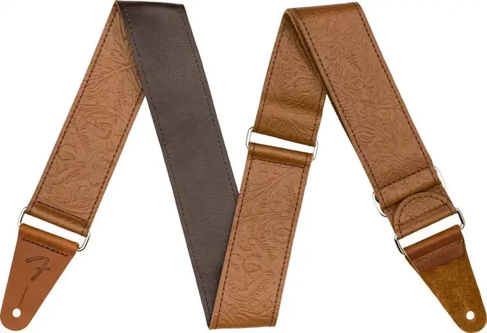 Tooled Leather Guitar Strap, 2″