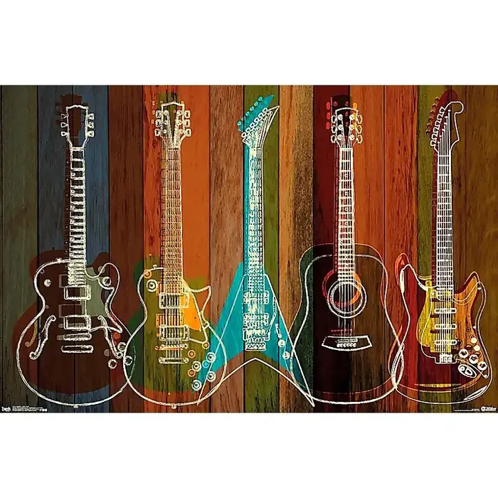 Trends International Guitars – Wall Of Art Poster Rolled Unframed Guitar Center