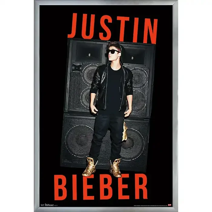 Trends International Justin Bieber – Speakers Poster Framed Silver Guitar Center