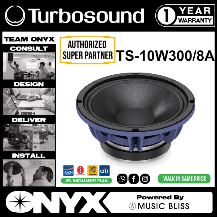 Turbosound TS-10W300/8A 300W 10″ Low Frequency Loudspeaker for PA Applications (TS10W3008A / TS 10W300 8A)