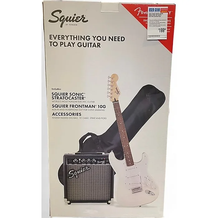 Used 2020s Squier SQUIRE SONIC STRAT SET White Electric Guitar Pack White