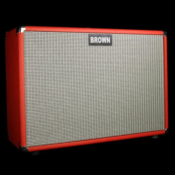 Used Brown Amplification 2×12 Guitar Cabinet Open Back Red Tolex