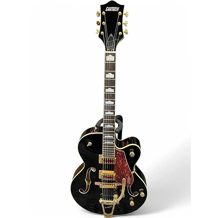 Used Gretch GS 420TG 50S Black and Gold Hollow Body Electric Guitar Black and Gold