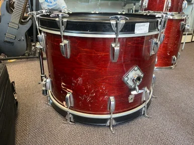 Used Ludwig MAPLE CLASSIC 3 PC Drum Kit Red 22″ Kick Drum