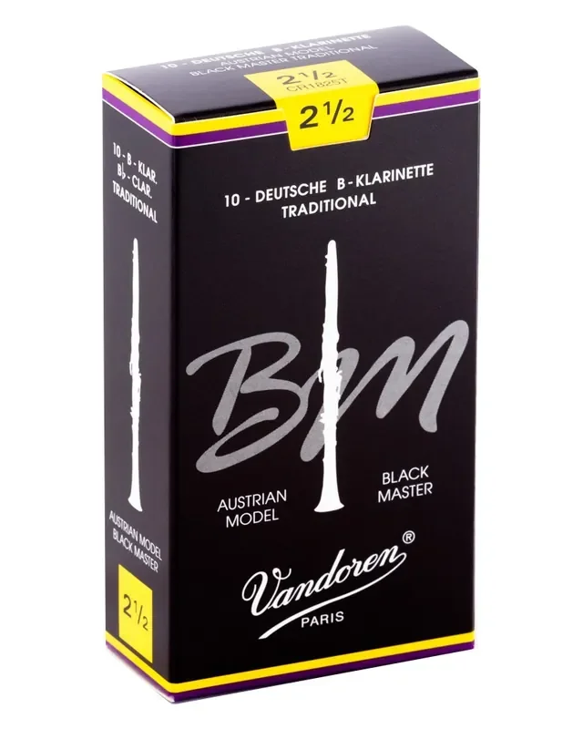 Vandoren Bb Clarinet Black Master Traditional Reeds Strength 2.5; Box of 10
