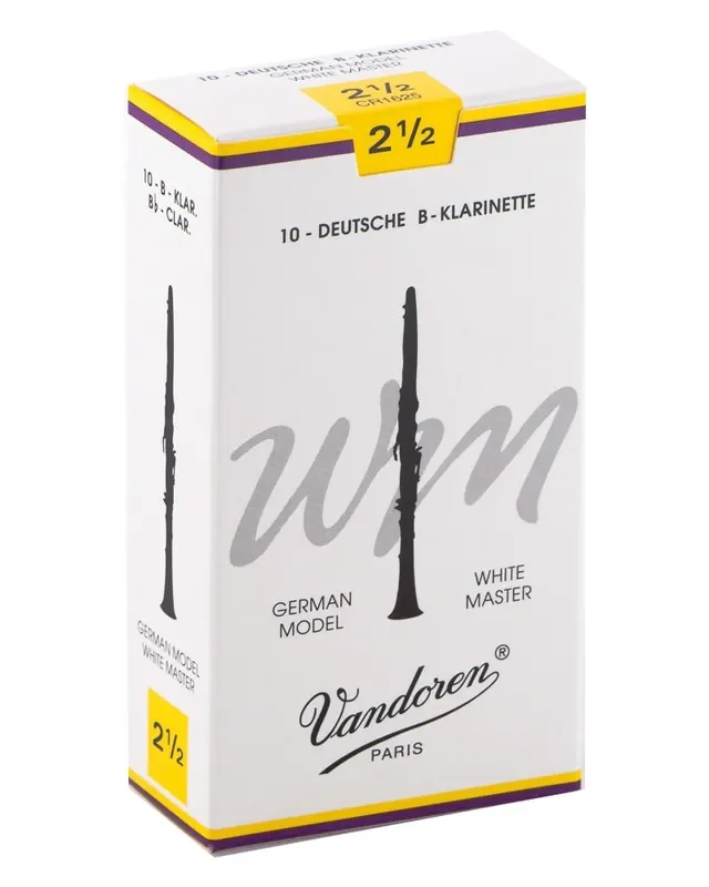 Vandoren Bb Clarinet White Master Reeds Strength 2.5; Box of 10