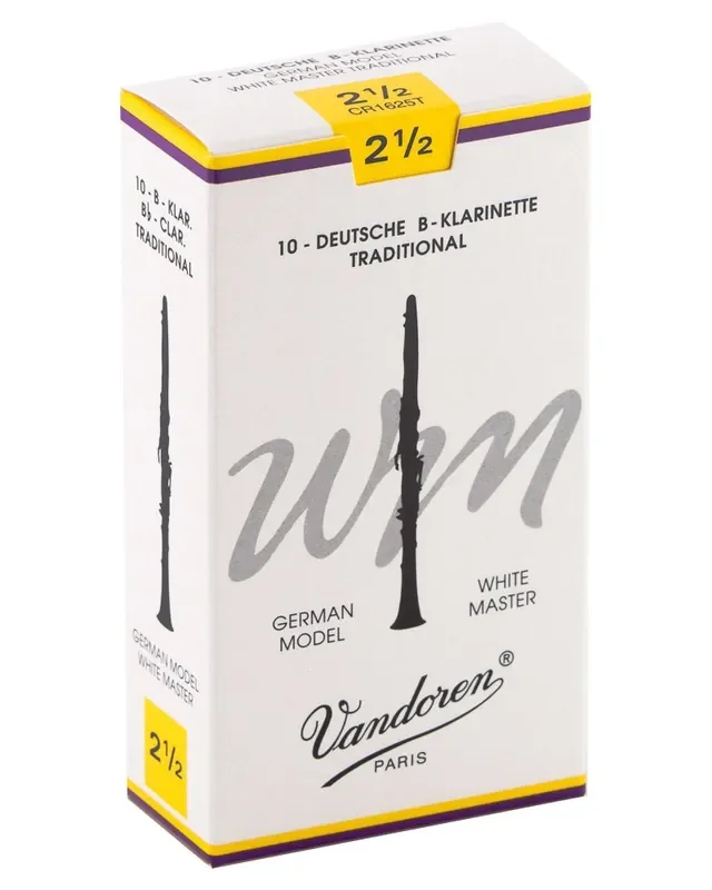 Vandoren Bb Clarinet White Master Traditional Reeds Strength 2.5; Box of 10