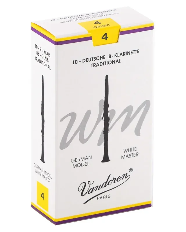 Vandoren Bb Clarinet White Master Traditional Reeds Strength 4; Box of 10