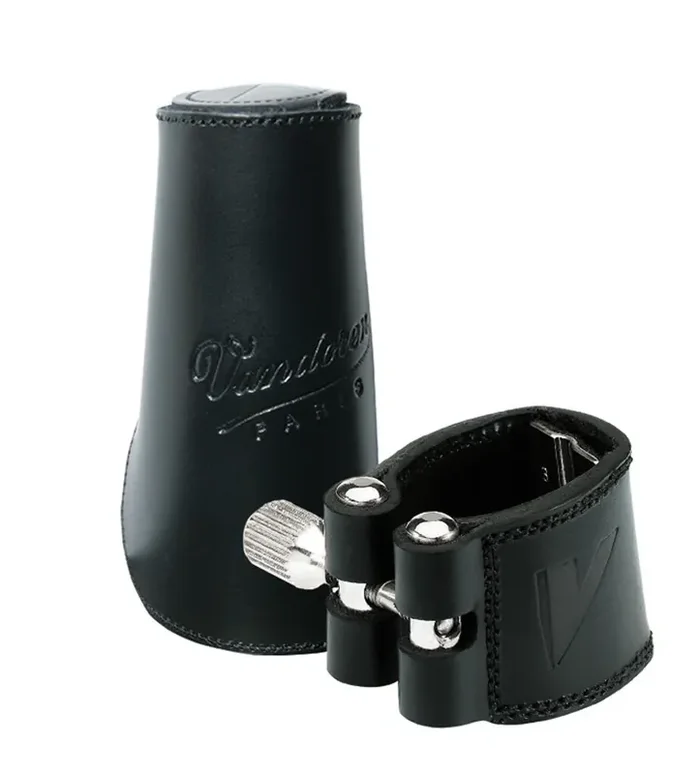 Vandoren Leather Ligature and Leather Cap for Bb German Clarinet; Includes 3 Interchangeable Pressure Plates