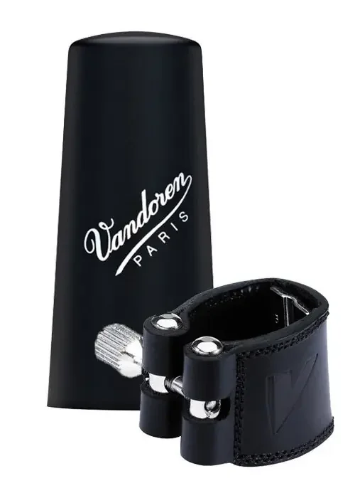 Vandoren Leather Ligature and Plastic Cap for Alto Clarinet; Includes 3 Interchangeable Pressure Plates