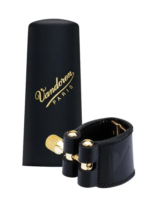 Vandoren Leather Ligature and Plastic Cap for V16 Baritone Saxophone; Includes 3 Interchangeable Pressure Plates