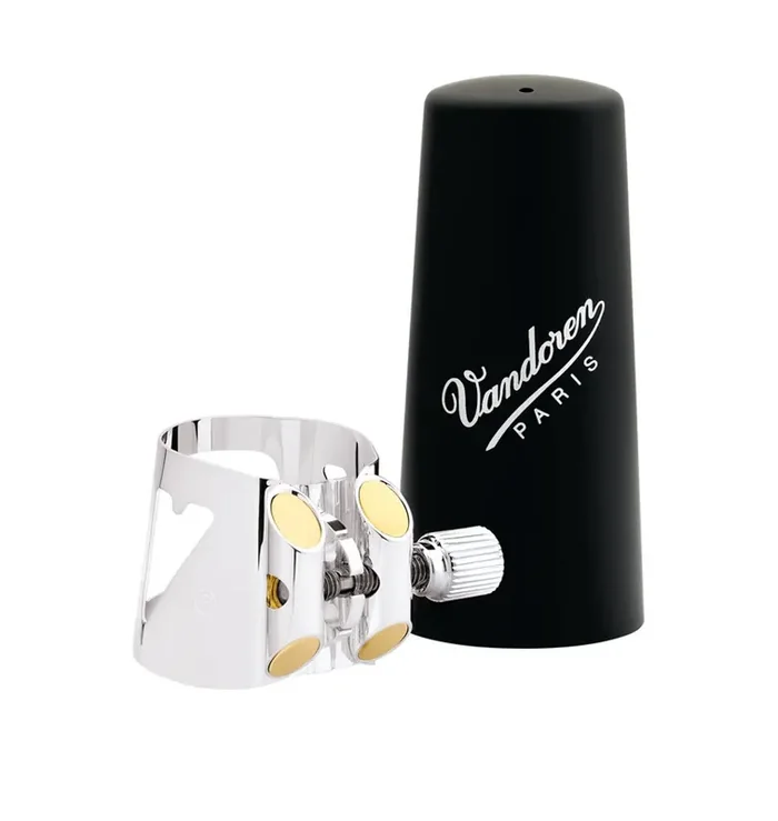 Vandoren Optimum Ligature and Plastic Cap for Contra Bass Clarinet; Silver-Plated; Includes 3 Interchangeable Pressure Plates