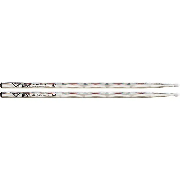 Vater Color Wrap Nylon Tip Sticks Silver Optic 5A Guitar Center