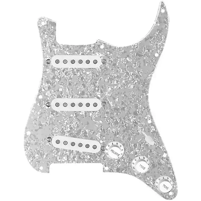Vintage American Loaded Pickguard for Strat With White Pickups and S5W Wiring Harness White Pearl Guitar Center