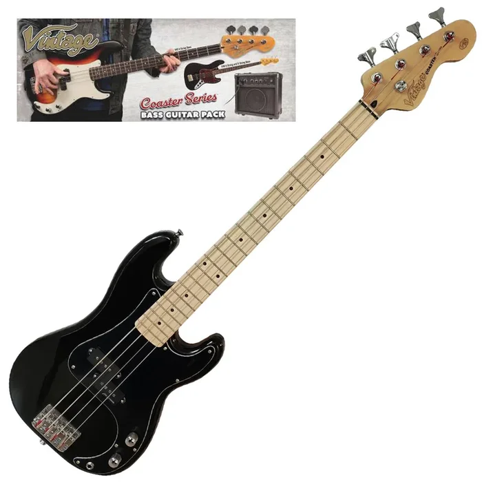 Vintage V30 Maple 7/8 Size Coaster Series Bass Guitar Pack ~ Boulevard
