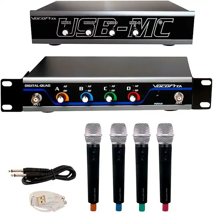 VocoPro USB-ACAPELLA-4 4-Channel Wireless Microphone/USB Interface Package, 902-927.2mHz Set A Guitar Center