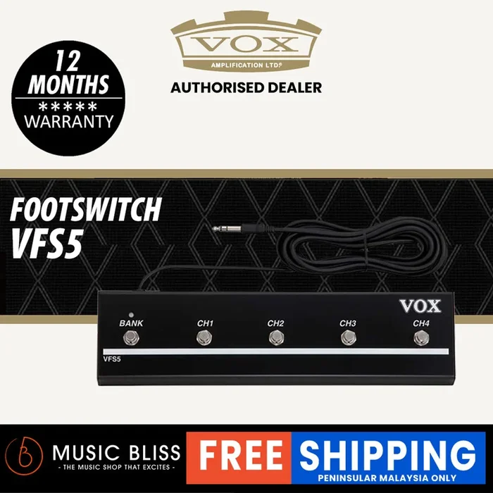 Vox VFS5 VT Series 5 Button Footswitch (VFS5-VT)