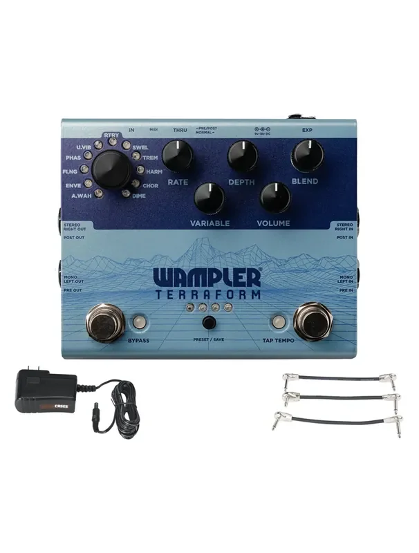Wampler Terraform Modulation Multi-Effect+ Gator 9V Power Combo & 3 Patch Cables