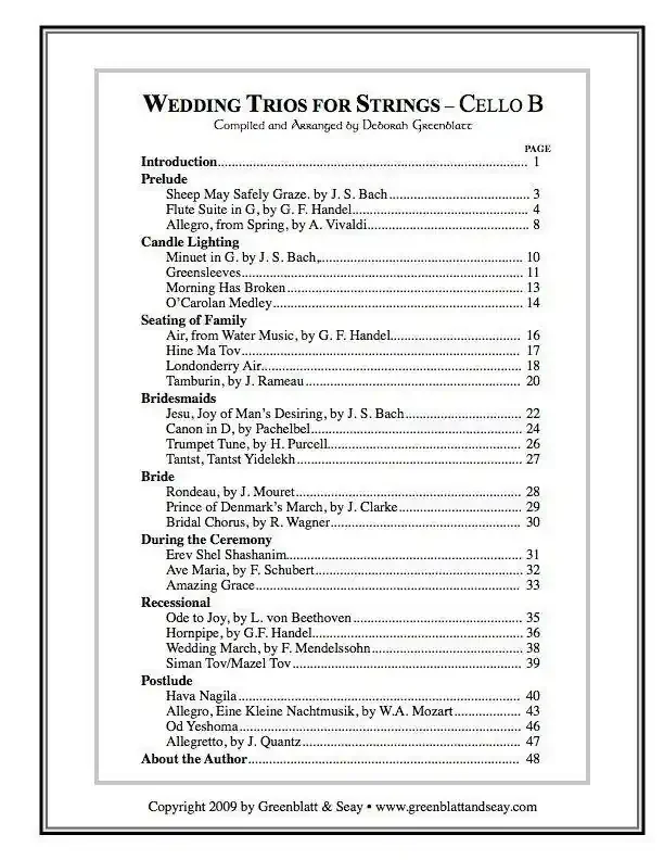 Wedding Trios for Strings Cello B