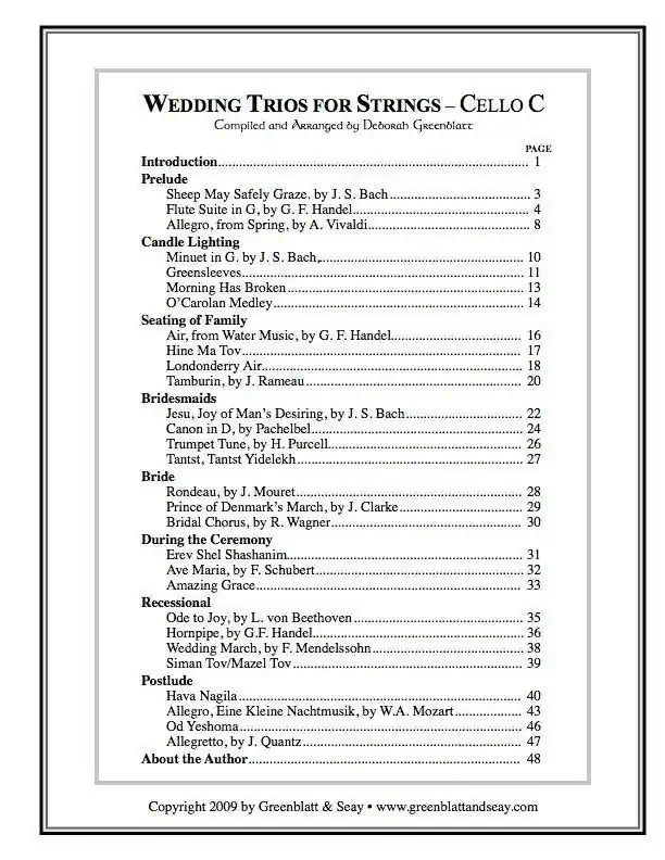 Wedding Trios for Strings Cello C