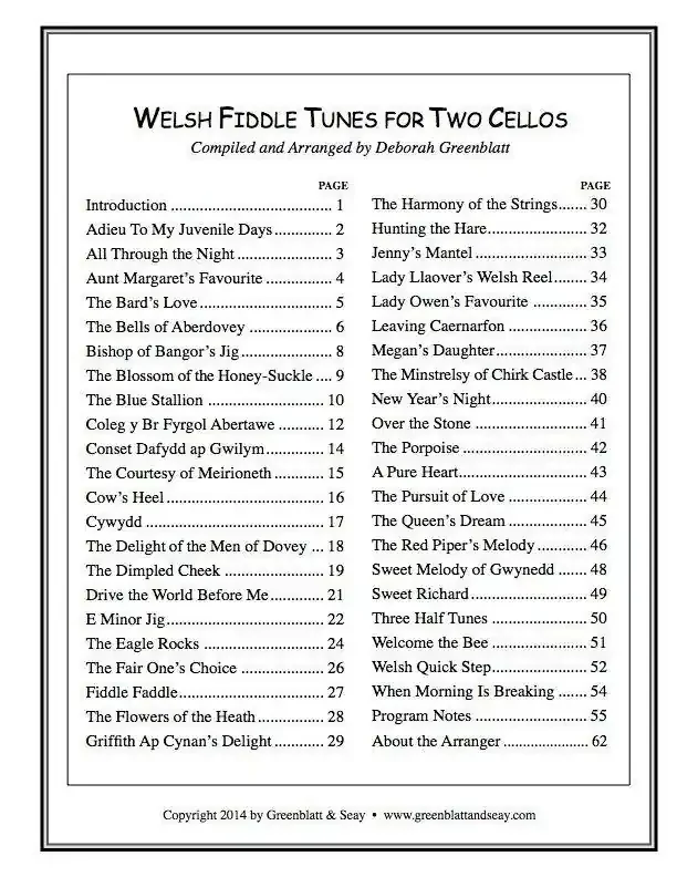 Welsh Fiddle Tunes for Two Cellos