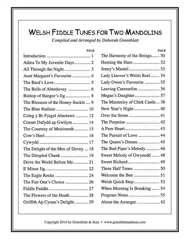 Welsh Fiddle Tunes for Two Mandolins