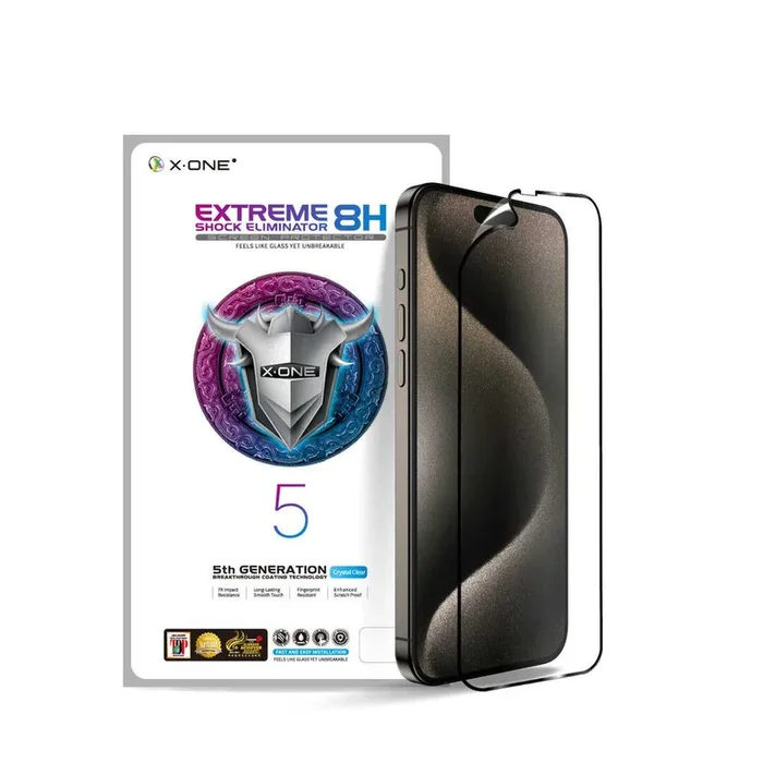 X.One Extreme Shock Hybrid Polymer Impact Screen Protector – iPhone 15 Pro (Transparent)