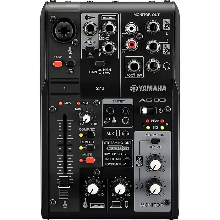 Yamaha AG03MK2 3-Channel Mixer/USB Interface for IOS/Mac/PC Black Guitar Center