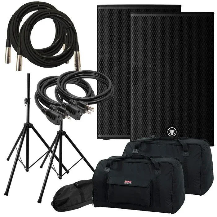 Yamaha DHR15 15″ Powered PA Speaker AUDIO ESSENTIALS BUNDLE