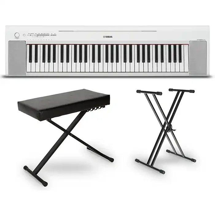 Yamaha Piaggero NP-15 61-Key Portable Keyboard Essentials Bundle White Guitar Center