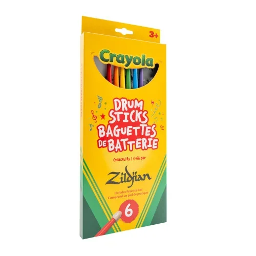 Zildjian x Crayola Pack, 6 Kids Drumsticks & Practice Pad